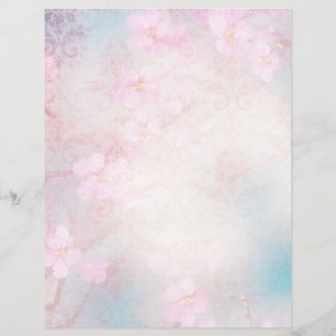 Lámina Floral rosa pálido y damasquera escrapbook efemera