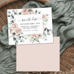 Lámina Floral rosa polvoriento del presupuesto Guardar la<br><div class="desc">Rosas florales rosados y Eucalyptus Botanical Greenery Watercolor Primavera o Boda de Verano Salven las Invitaciones de Fecha - incluye tipografía de escritura hermosa y elegante con flores botánicas tropicales modernas y vegetación para la celebración especial del Día de la Boda.</div>