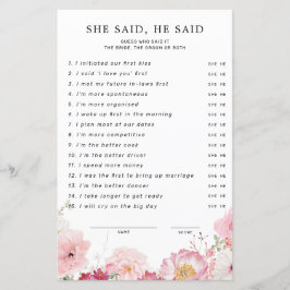 Lámina Floral Rosa Shower Bridal Dijo Que Dijo