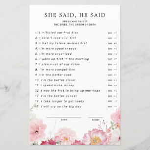 Lámina Floral Rosa Shower Bridal Dijo Que Dijo