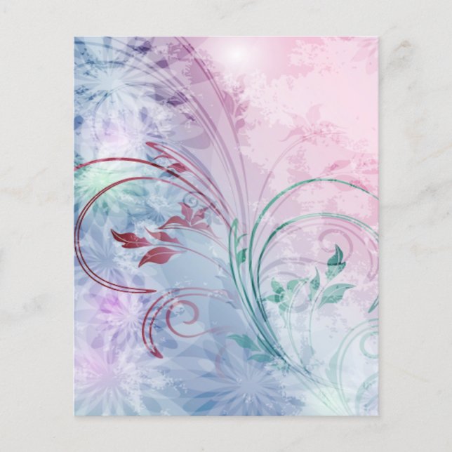 Lámina Floral rosa y azul (Anverso)