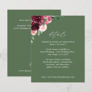 Lámina Floral rosa y borgoñona de presupuesto 7 detalles 