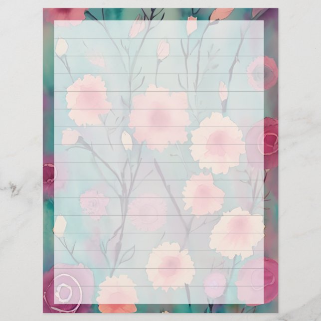Lámina Floral rosa y malva forrada (Anverso)