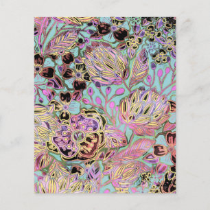 Lámina Floral rosa y verde azulada