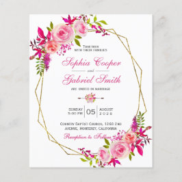 Lámina Floral rosada de presupuesto | Invitación a la bod