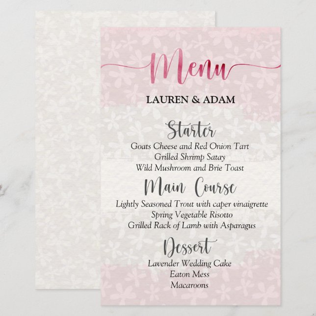 Lámina Floral Rubor color de agua rosa (Anverso / Reverso)