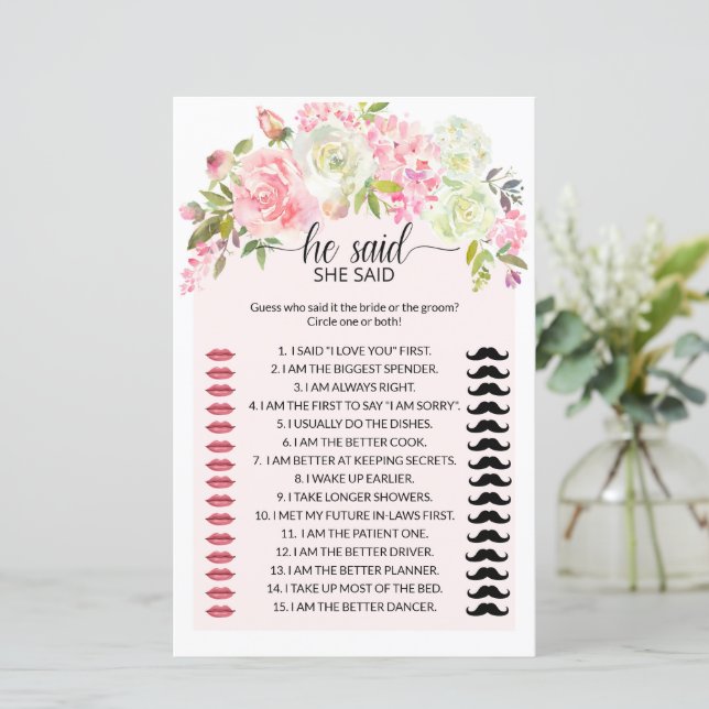 Lámina Floral Rubor & Cream Dijo Que Dijo Que Era Un Novi (Anverso de pie)