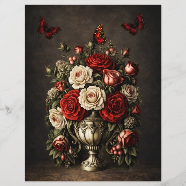 Lámina Floral Rustico Realista Decoupage y Scrapbook (Anverso)