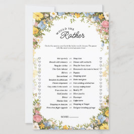 Lámina Floral Tea Party Would She Rather Bridal Game