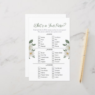 Lámina Floral "What's in Your Purse" Bridal Shower Game