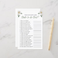 Floral "Who Know The Bride" Bridal Shower Game