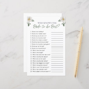 Lámina Floral "Who Know The Bride" Bridal Shower Game