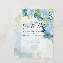 LÁMINA FLORALES AZUL POLVO GUARDA LAS FECHAS - PRESUPUEST