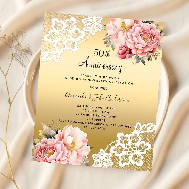 Lámina Florales de oro 50.ª invitación para el aniversari (Subido por el creador)