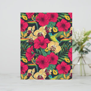 Lámina Florales Tropicales y Colibrí - Botanica de Verano