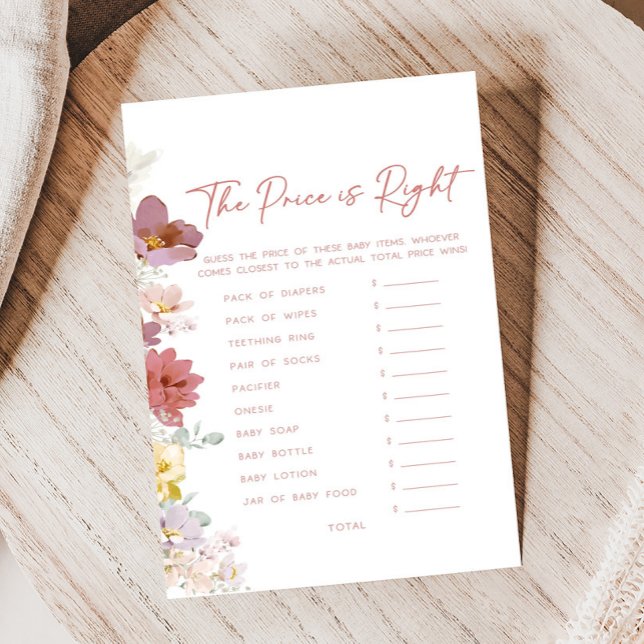 Lámina Florals Baby Bloom Baby Shower Price is Right Game (Baby In Bloom Baby Shower Game)