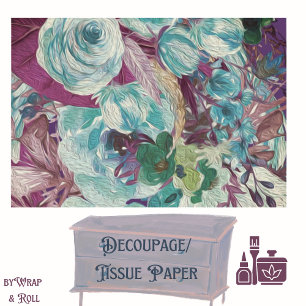 Lámina Florals Plum, Verde azulado, suave descomposición