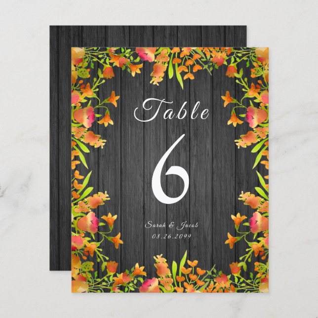 Lámina Flores acuáticas de otoño en madera rústica (Anverso / Reverso)