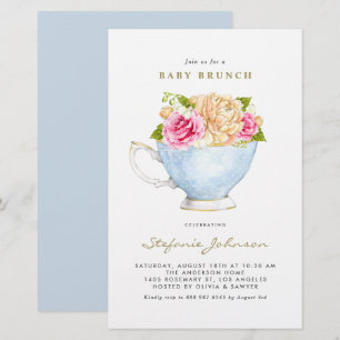 Lámina Flores acuáticas invitan a un brunch para bebé en