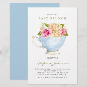 Lámina Flores acuáticas invitan a un brunch para bebé en 