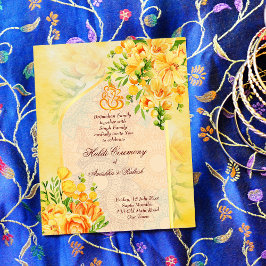 Lámina Flores amarillas arcos Ganesha Haldi invitación pr