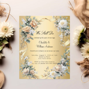 Lámina Flores amarillas de oro boda invitación a renovar 