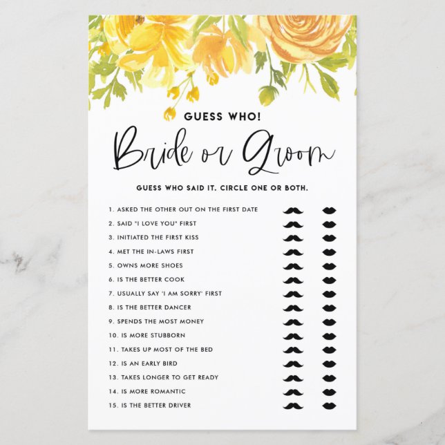 Lámina Flores Amarillas Dijo Que Dijo Un Juego De Ducha (Anverso)