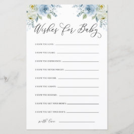 Lámina Flores azul y blanca acuarela para el bebé