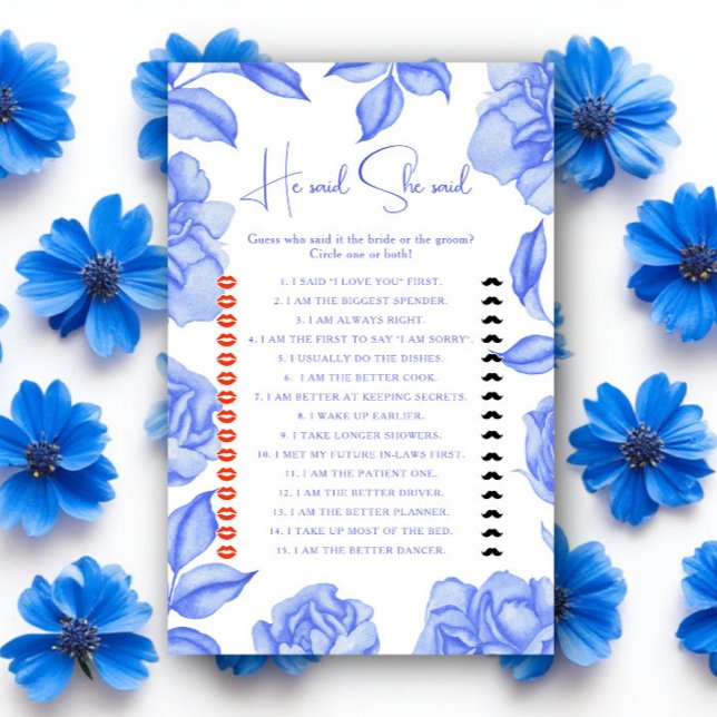 Lámina Flores azules Despedida de soltera Él dijo ella di (Subido por el creador)