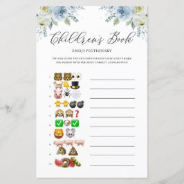 Lámina Flores Azules Niños Libro Emoji Juego de Baby Show