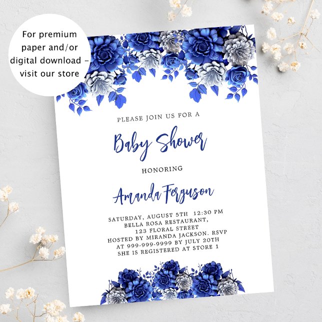 Lámina Flores azules reales presupuesto para bebé ducha (Subido por el creador)