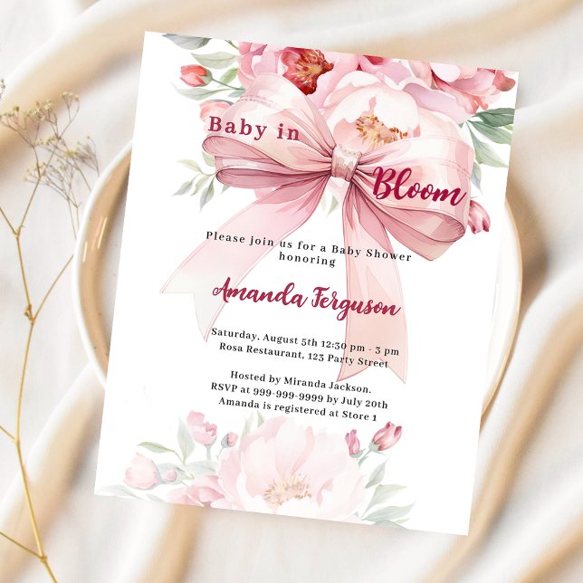 Lámina Flores bebé flor arco rosa invitación a Baby Showe (Subido por el creador)