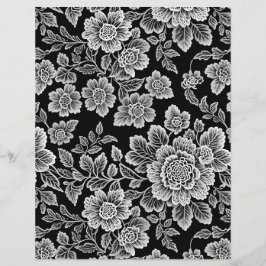 Lámina Flores blancas de encaje en negro