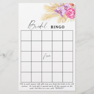 Lámina flores boho - juego de bingo de ducha de novia