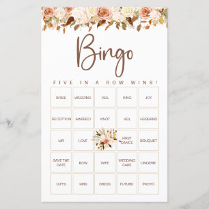 Lámina Flores Boho Otoño   Juego de Bingo Nupcial
