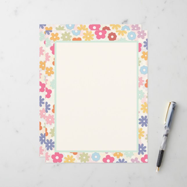 Lámina Flores Boho Retro Daisy del verano de los 70 (Anverso/Reverso In Situ)
