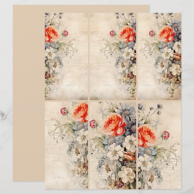 Lámina Flores Collage de cosecha 1b 3 de 4 (Anverso / Reverso)