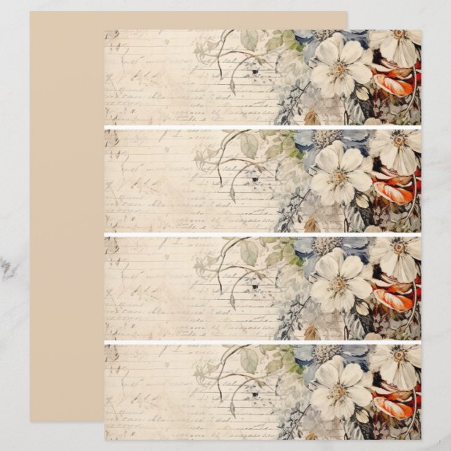 Lámina Flores Collage vintage 1 (Anverso / Reverso)