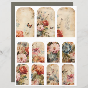 Lámina Flores Collage vintage 2