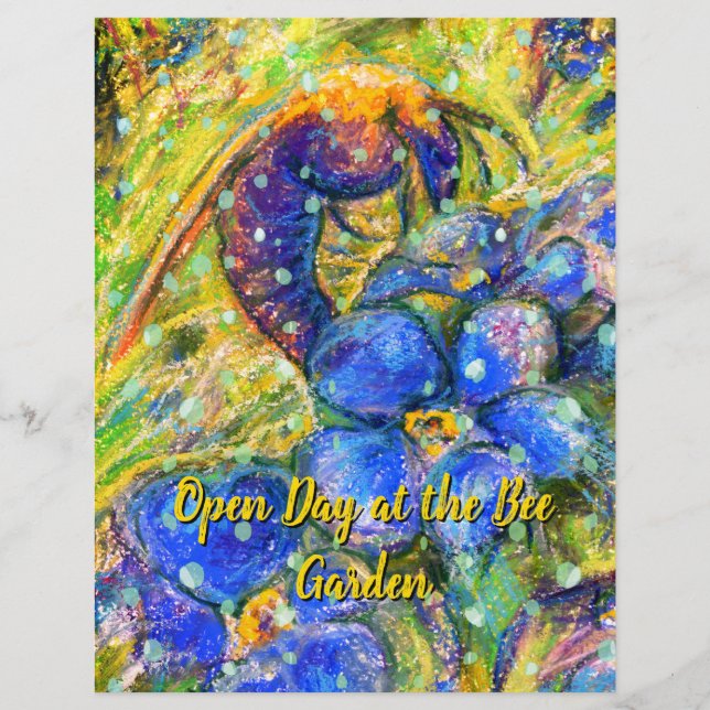 Lámina Flores de abeja y olvidadiza en el jardín (Anverso)