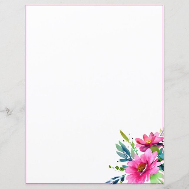 Lámina Flores de acuarela rosadas (Anverso)