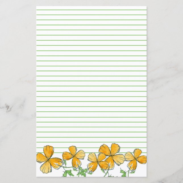 Lámina Flores de amapola de California Naranja Green Line (Anverso)