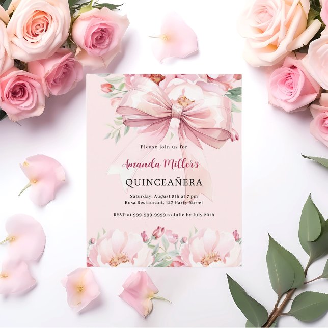 Lámina Flores de arco rosa Rubor Invitación a Quinceanera (Subido por el creador)
