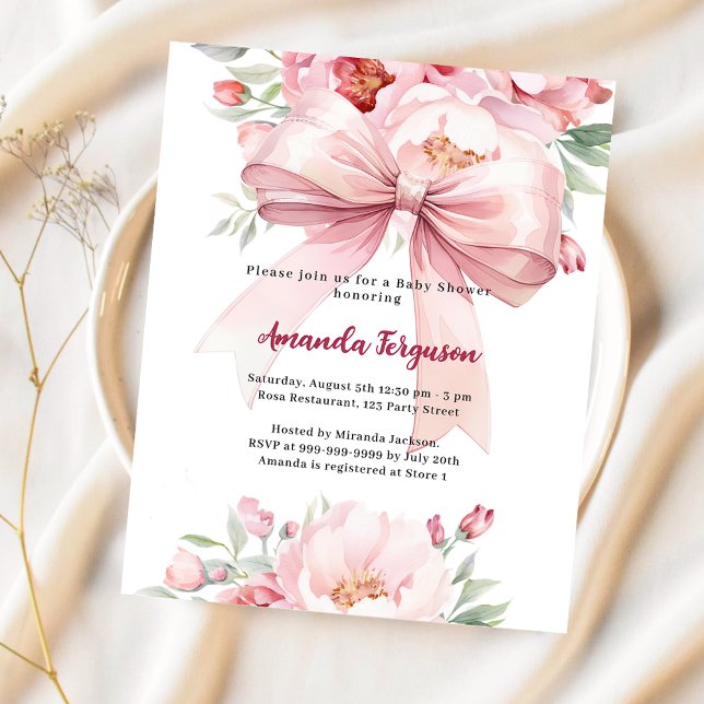 Lámina Flores de arco rosado chica Invitación a Baby Show (Subido por el creador)