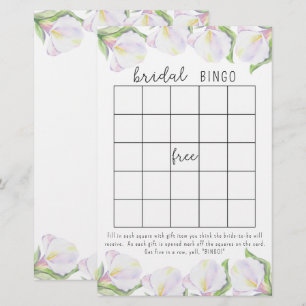 Lámina Flores de Calla - juego de bingo de ducha de novia
