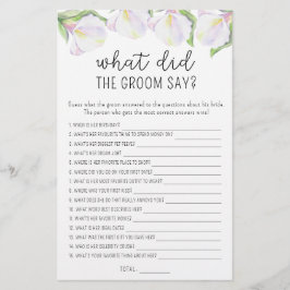 Lámina Flores de Calla - ¿Qué dijo el novio del juego de 