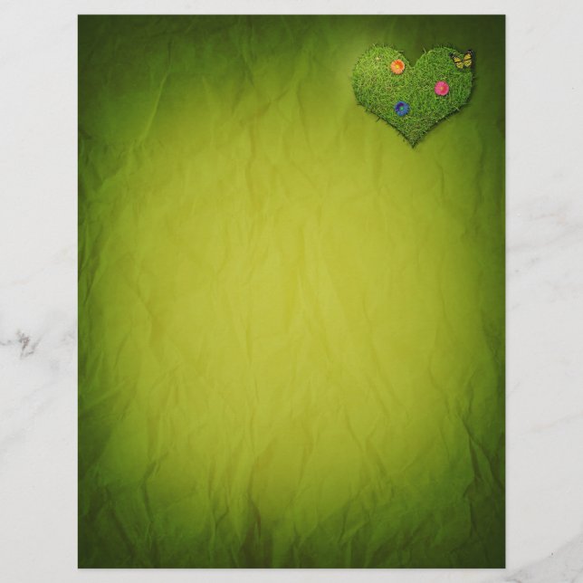 Lámina Flores de césped en forma de corazón mariposa (Anverso)