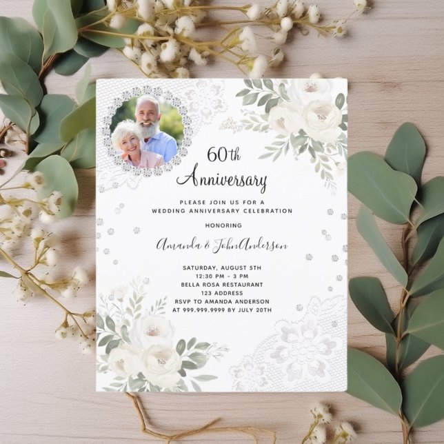 Lámina Flores de diamantes foto 60.ª invitación a la boda (Subido por el creador)