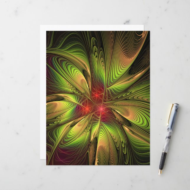 Lámina Flores de fantasía fractal blandas y tendientes (Anverso/Reverso In Situ)