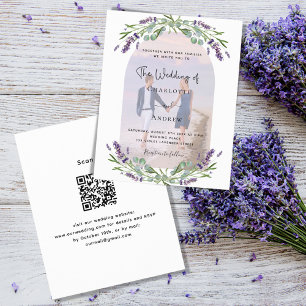 Lámina Flores de fotos de arco de lavanda QR RSVP boda de